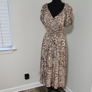 Universal Thread Cream and Brown Animal Print Maxi Dress